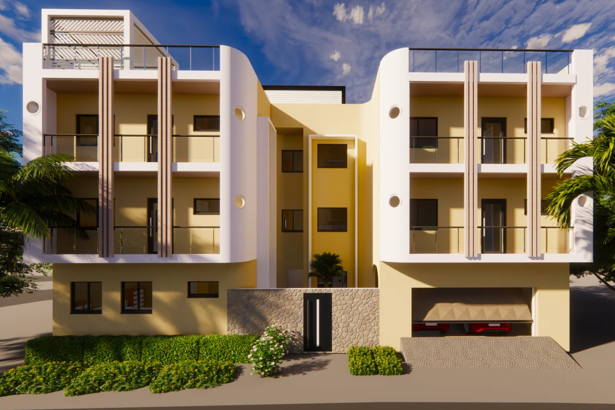 Plan villa R+2, 12 chambres avec piscine et garage